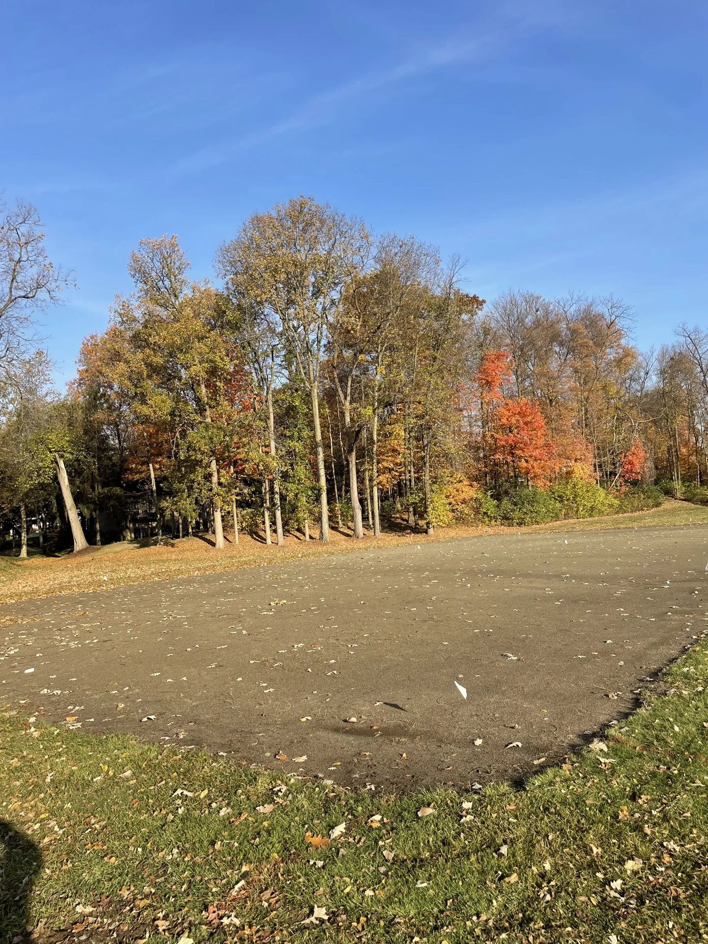 Autumn colors along a golf course path